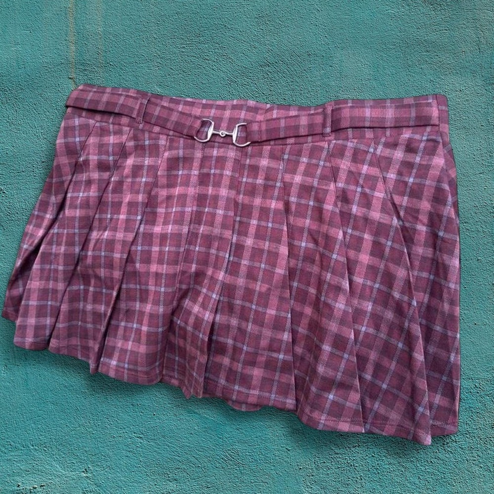 American Eagle Fall Plaid Mini Skort with Belt